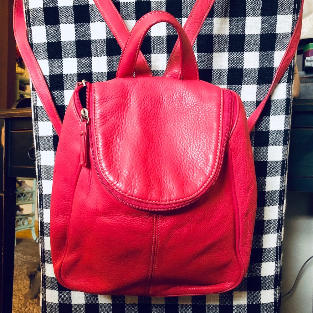Genuine Leather Medium Pink Backpack